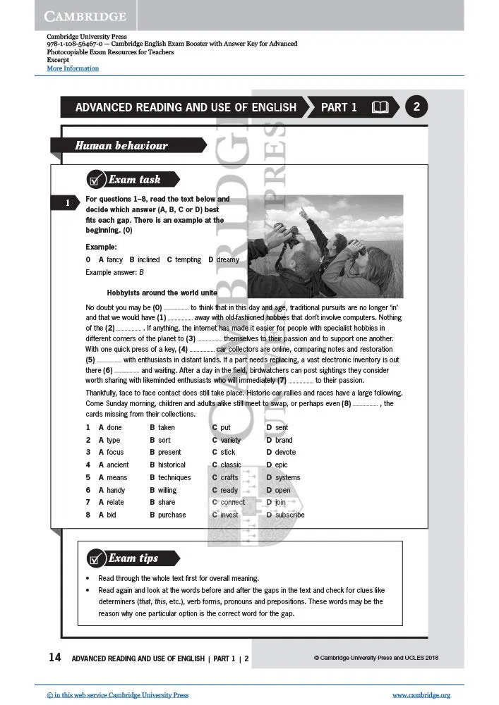 Exam Booster for Advanced. Self-study Edition. Book with Answer Key and Audio.: Photocopiable Exam Resources for Teachers (SIN COLECCION)