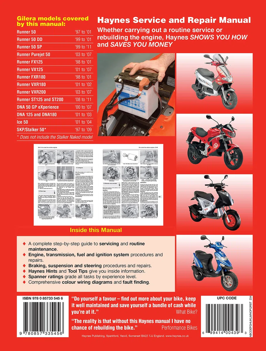 Gilera Runner, DNA, Ice & SKP/Stalker (97 To 11) (Haynes Service and Repair Manuals)
