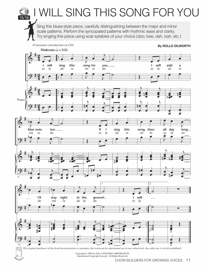 Choir builders for growing voices +cd: 18 Vocal Exercises for Warm-Up and Workout