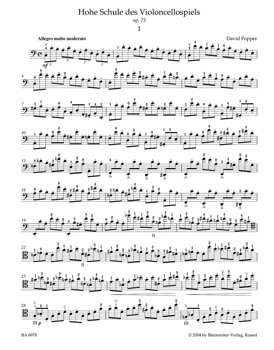 High School of Violoncello Playing 40 Studies Op.73
