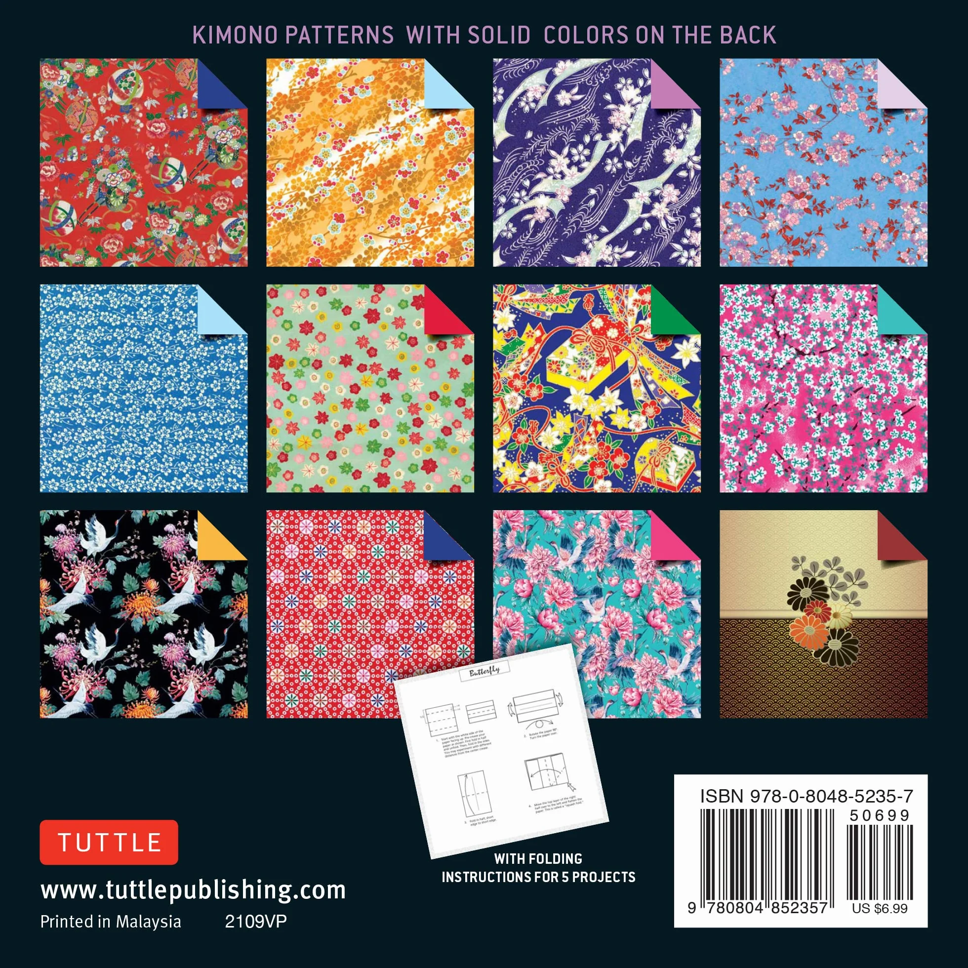 Origami Paper 100 sheets Kimono Patterns 6" (15 cm): Double-Sided Origami Sheets Printed with 12 Different Patterns (Instructions for 6 Projects Included)