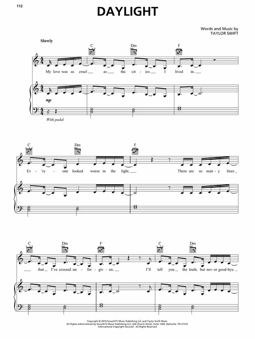 TAYLOR SWIFT LOVER: Lover: Piano-Vocal-Guitar