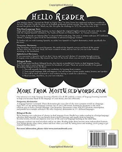 Around the World in Eighty Days - La Vuelta al Mundo en Ochenta Dias. A Spanish to English Bilingual Book With Spanish to English Dictionary: Learn ... Easy With Dual Language Parallel Text Books