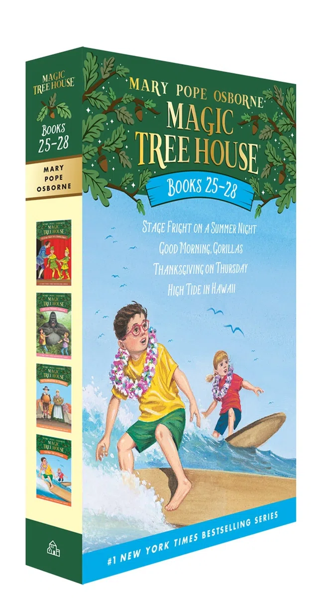 Magic Tree House Books 25-28 Boxed Set: Stage Fright on a Summer Night; Good Morning, Gorillas; Thanksgiving on Thursday; High Tide in Hawaii