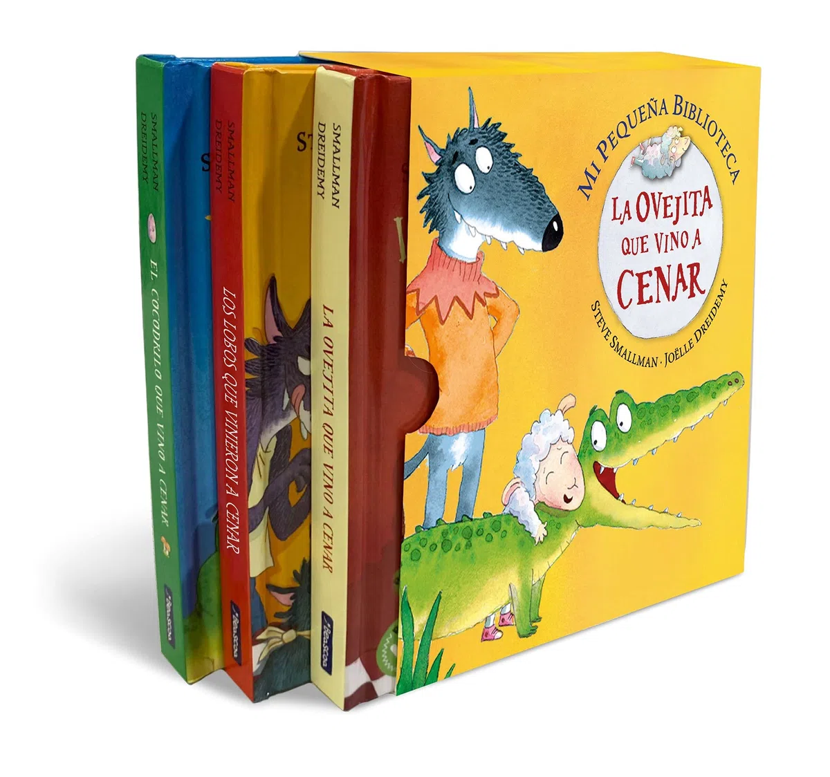 Mi pequeña biblioteca (La ovejita que vino a cenar. Libro juguete): (pack con: La ovejita que vino a cenar | Los lobos que vinieron a cenar | El cocodrilo que vino a cenar) (Pequeñas manitas)