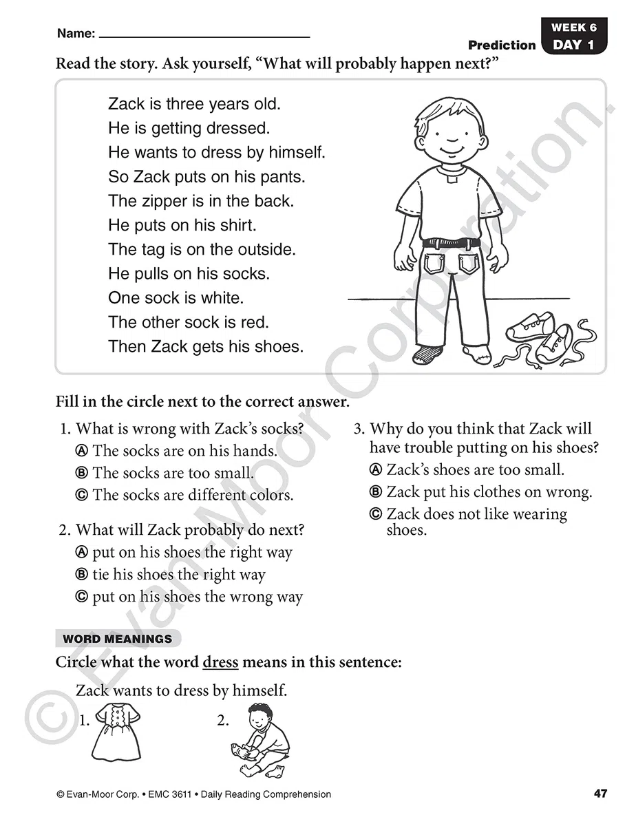Daily Reading Comprehension, Grade 1