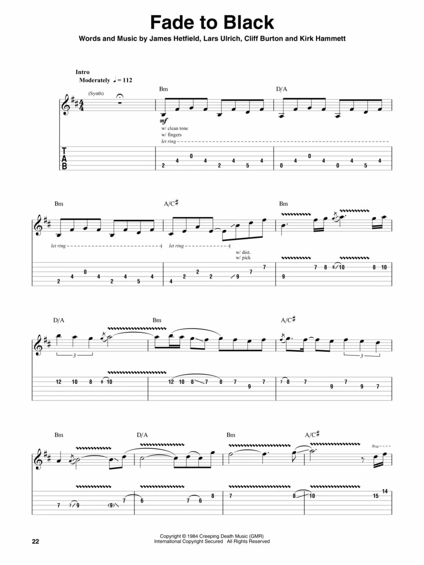 Guitar play-along volume 195 - metallica: 1983-1988 - recueil + enregistrement(s) en ligne