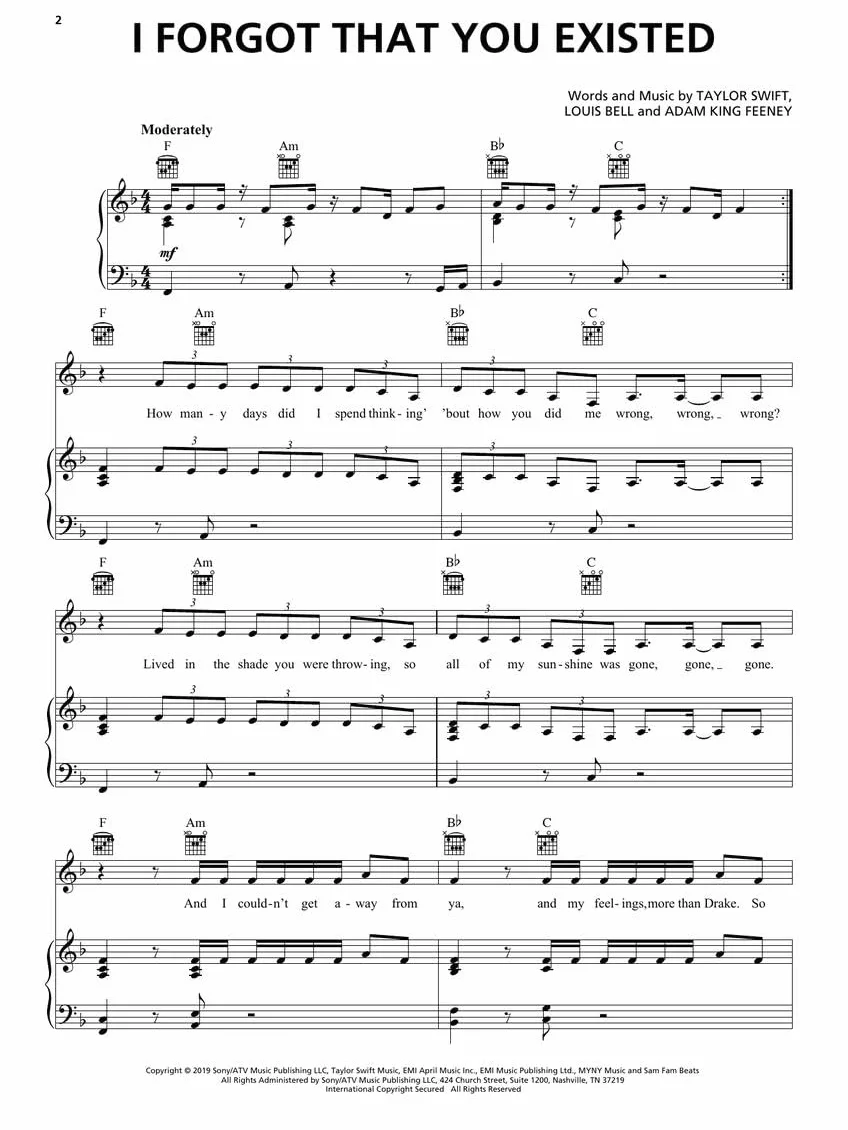 TAYLOR SWIFT LOVER: Lover: Piano-Vocal-Guitar