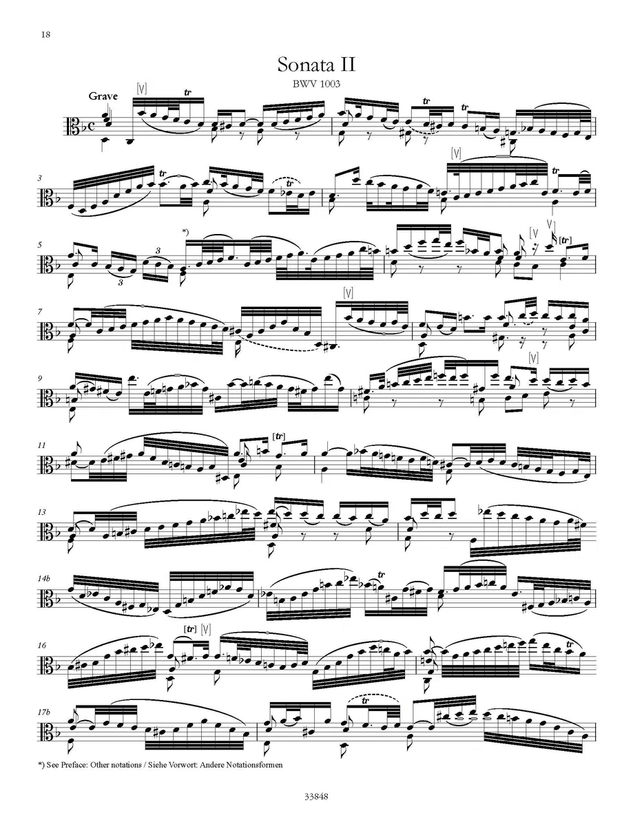 Sonaten & Partiten BWV 1001-1006: (original für Violine solo) Transkription für Viola Solo (Edition Peters)