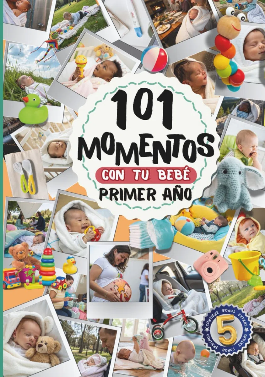 Album de fotos 101 Momentos con tu Bebé Primer Año.: Libro para recien nacidos de fotos y recuerdos. Como regalo original para baby shower, padres primerizos. De mi historia y la del bebe
