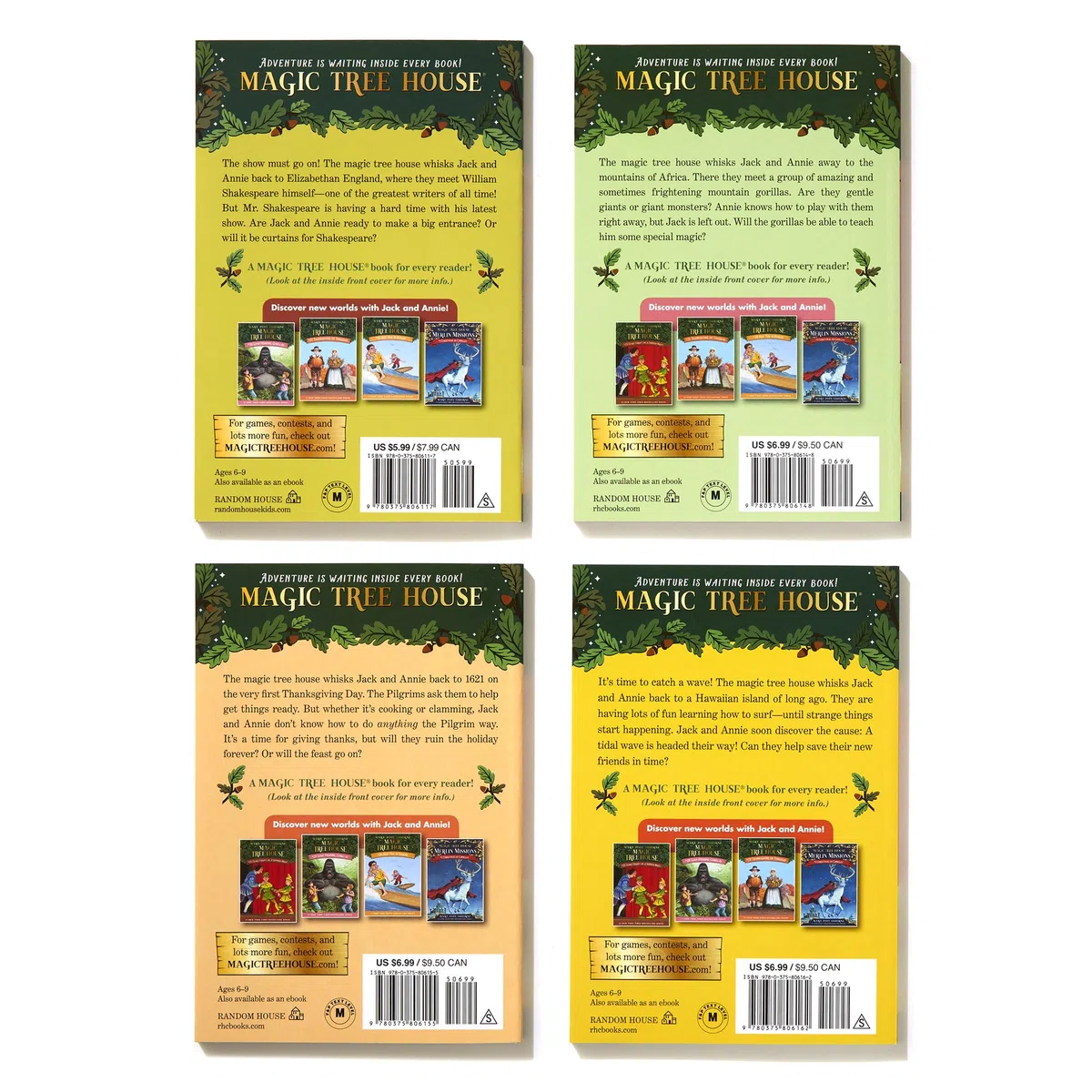 Magic Tree House Books 25-28 Boxed Set: Stage Fright on a Summer Night; Good Morning, Gorillas; Thanksgiving on Thursday; High Tide in Hawaii