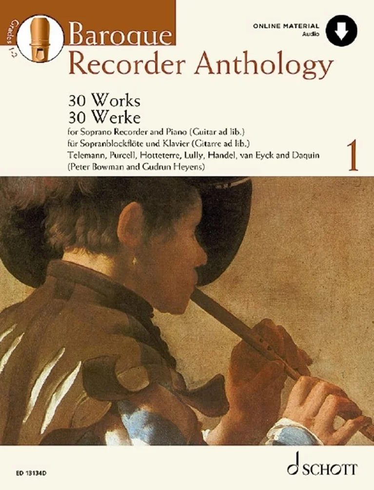 Baroque Recorder Anthology Vol. 1: 30 Werke für Sopranblockflöte mit Gitarre- oder Klavierbegleitung. Band 1. Sopran-Blockflöte und Klavier (Gitarre ad libitum). (Schott Anthology Series)