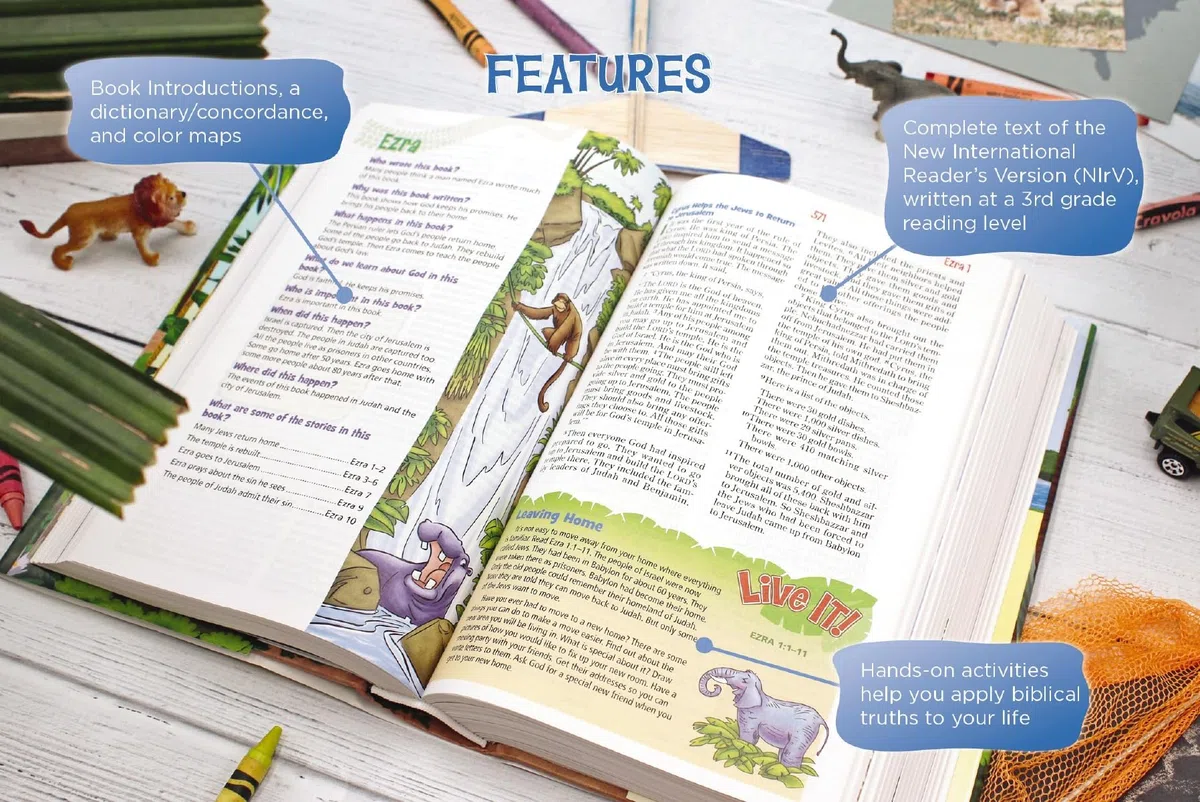 NIrV, Adventure Bible for Early Readers, Hardcover, Full Color, Magnetic Closure, Lion