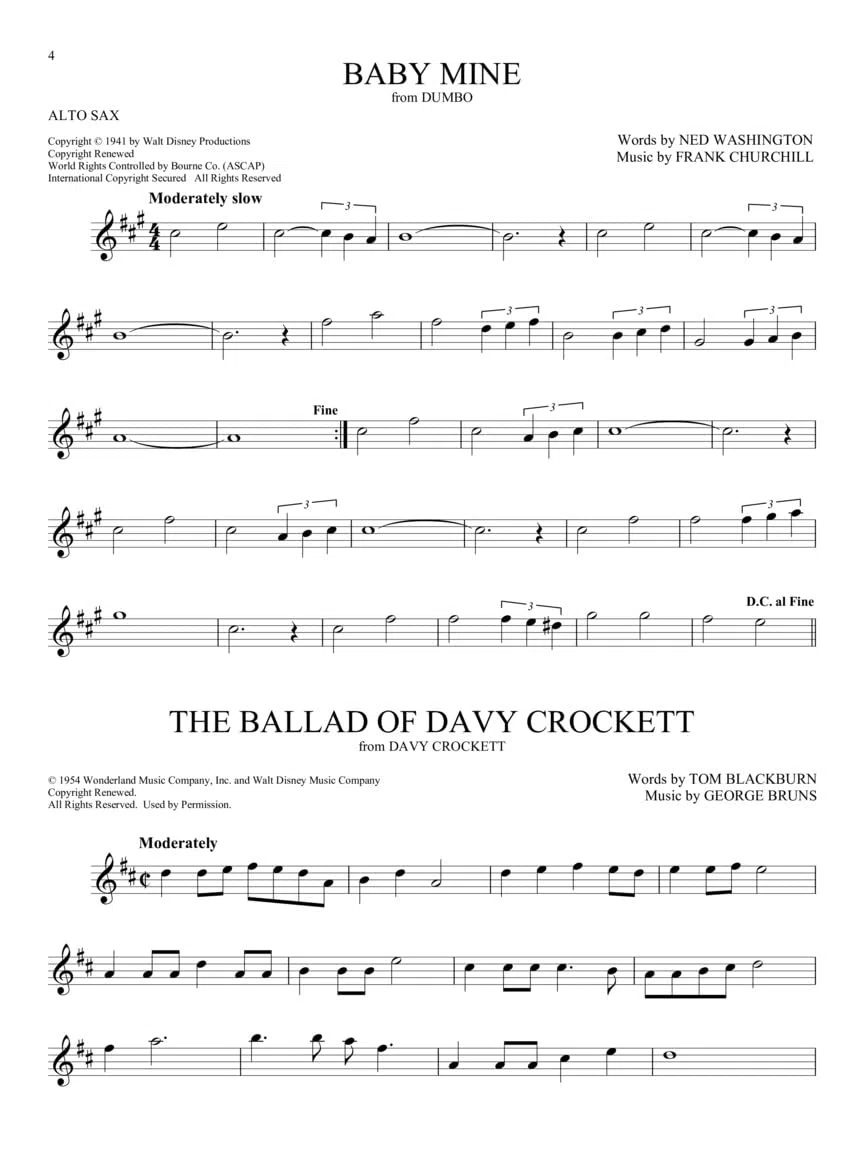 101 disney songs for saxophone alto: Alto Sax