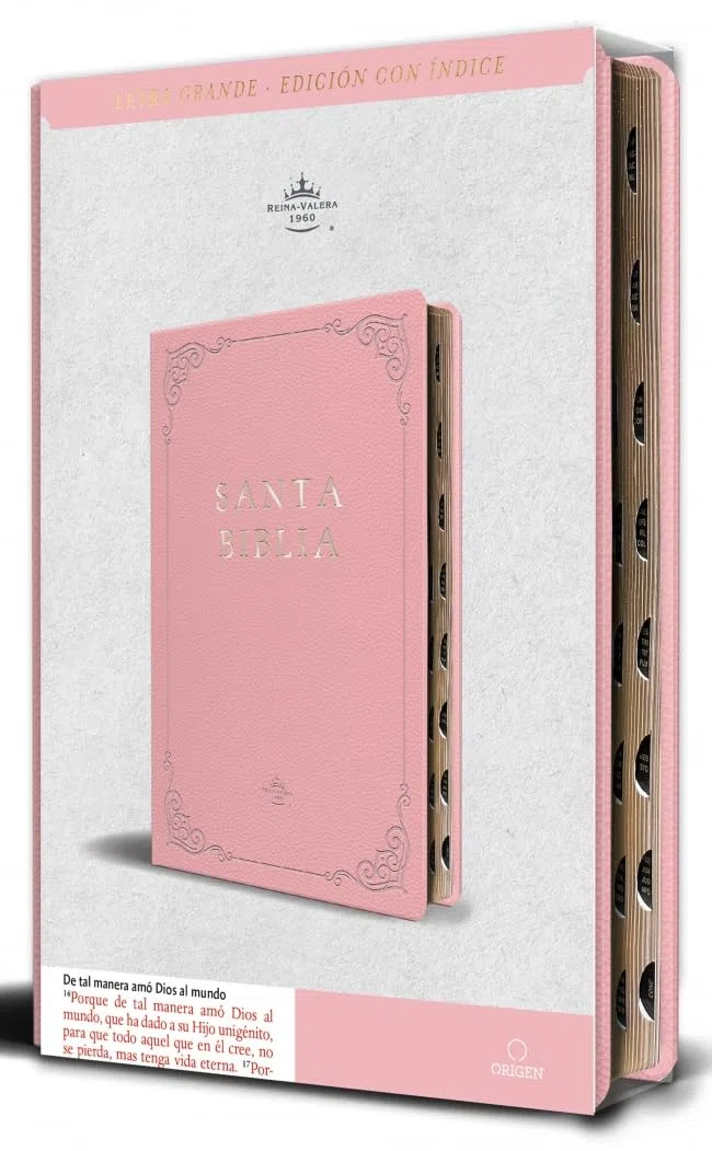 Biblia RVR 1960 letra grande tamaño manual, Piel rosada con índice / Spanish Bible RVR 1960 Handy Size Large Print Leathersoft pink with index: ... 1960 Leathersoft (ORIGEN EVANGÉLICO)