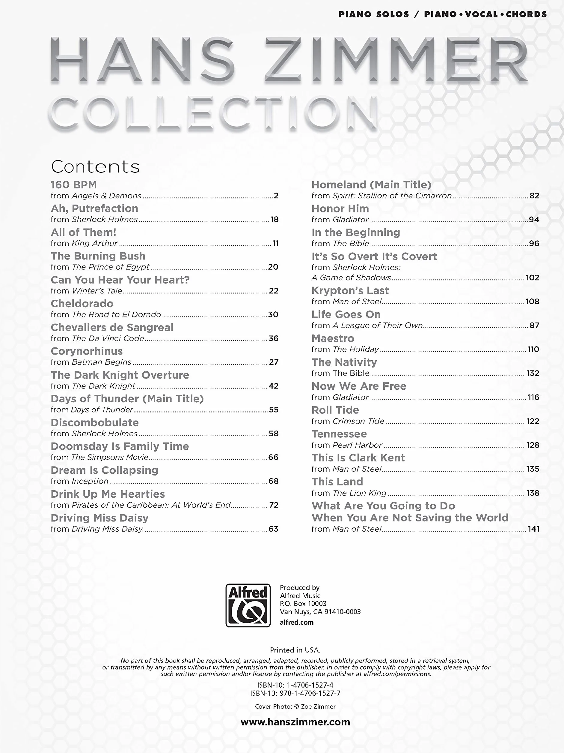 Hans Zimmer Collection: 29 Faithful Arrangements for Piano Solo and Piano, Vocal and Guitar