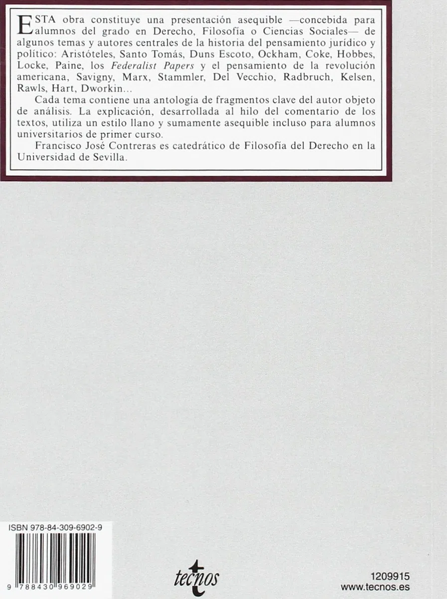 La Filosofía del Derecho en la Historia (Derecho - Biblioteca Universitaria de Editorial Tecnos)