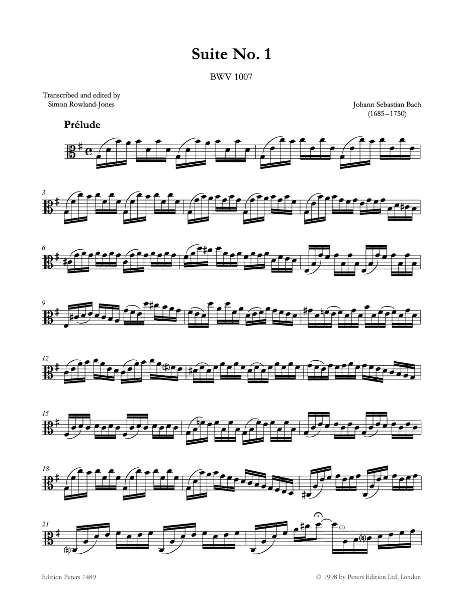 Johann sebastian bach : 6 suites for solo violoncello bwv 1007-1012 - transcription pour alto: Transcription for Viola solo