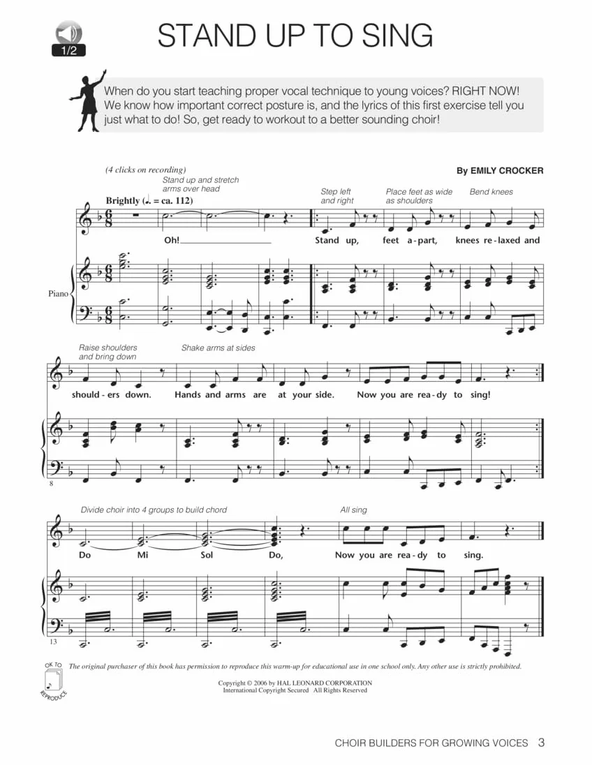 Choir builders for growing voices +cd: 18 Vocal Exercises for Warm-Up and Workout