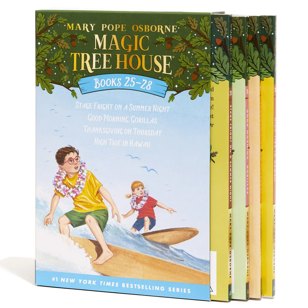 Magic Tree House Books 25-28 Boxed Set: Stage Fright on a Summer Night; Good Morning, Gorillas; Thanksgiving on Thursday; High Tide in Hawaii