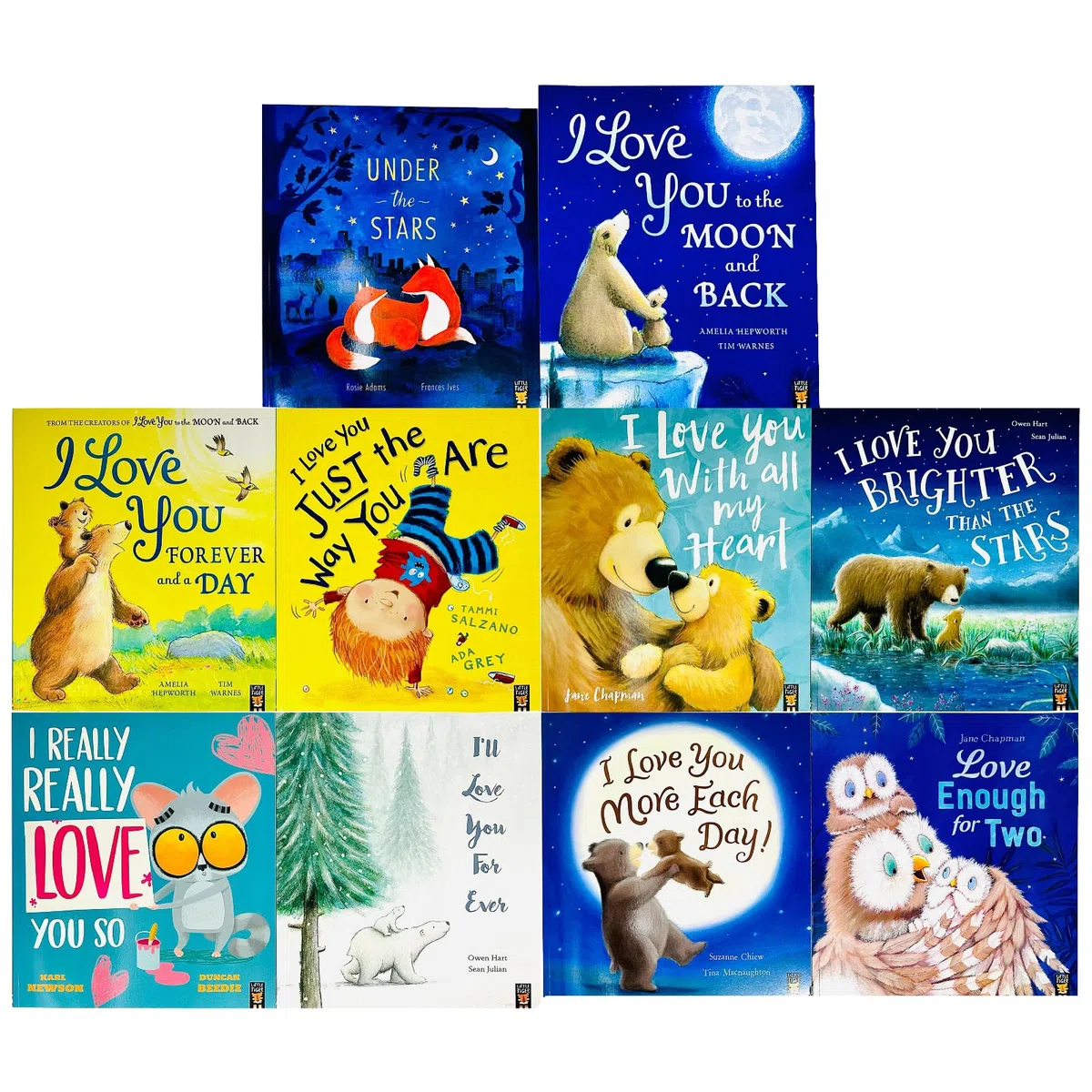 I Love You Series Children Picture 10 Books Collection Set(Moon and Black, Under the Stars, Just the Way You are,Forever and a Day,Brighter than the Stars,With all my Heart, Love you Forever & More)