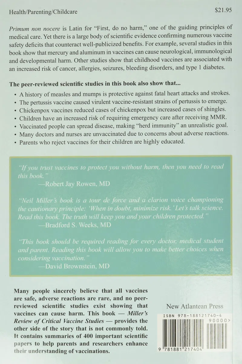 Miller's Review of Critical Vaccine Studies: 400 Important Scientific Papers Summarized for Parents and Researchers