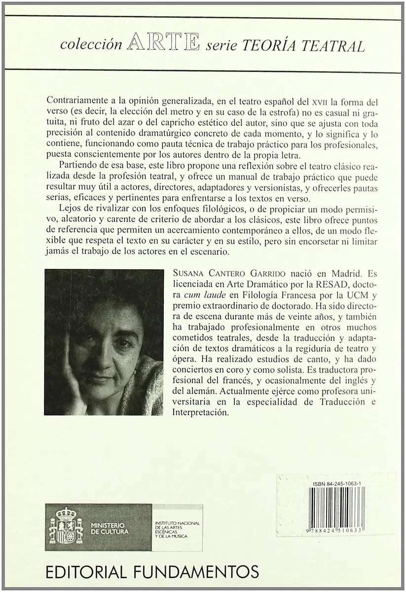 Dramaturgia y práctica escénica del verso clásico español - Susana Cantero -5% en libros: 151 (Arte / Teoría teatral)
