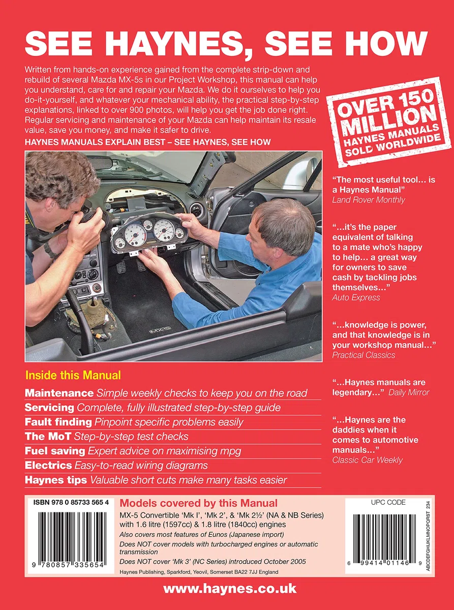 Mazda MX-5 (89 - 05) Haynes Repair Manual