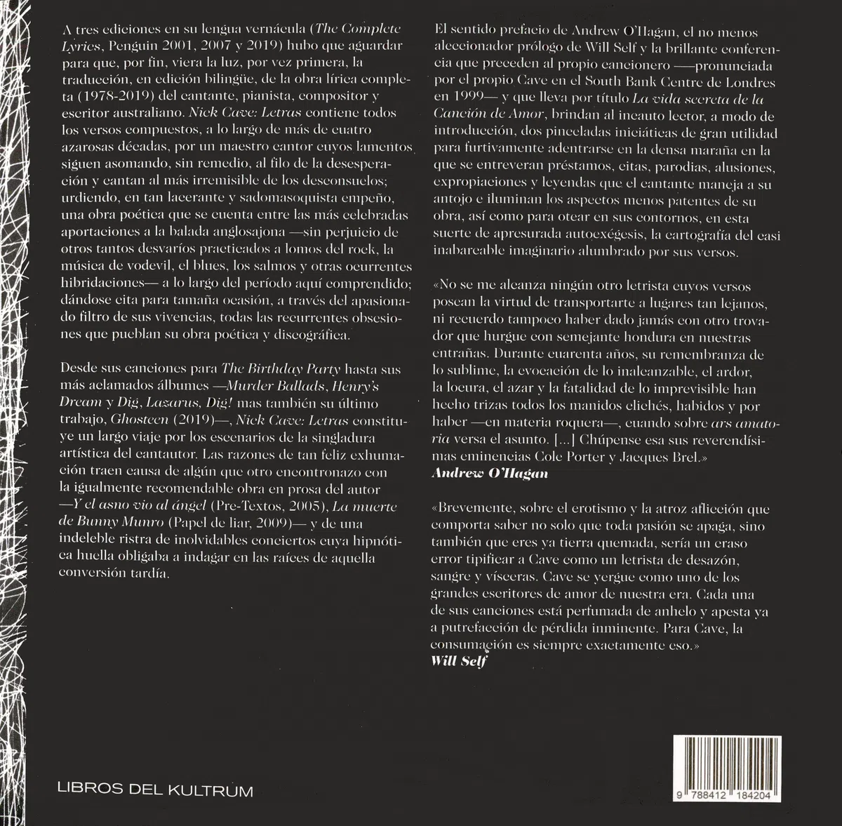 Nick Cave. Letras: Obra lírica completa 1978-2019: 11 (Libros del Kultrum)