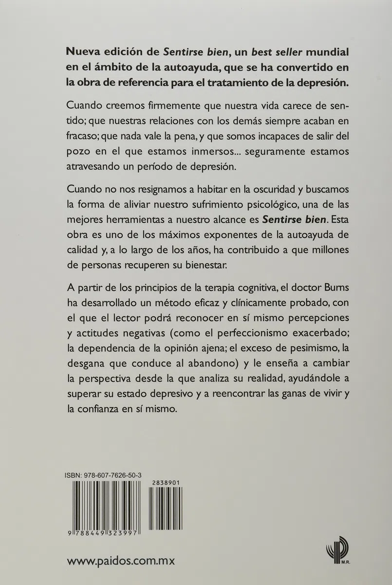 Sentirse bien: Una nueva terapia contra las depresiones: 1 (Biblioteca David D. Burns)