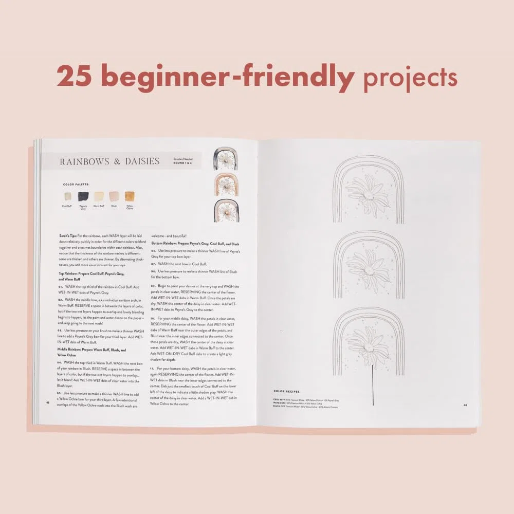 Watercolor Workbook: Flowers, Feathers, and Animal Friends: 25 Beginner-Friendly Projects on Premium Watercolor Paper: 2