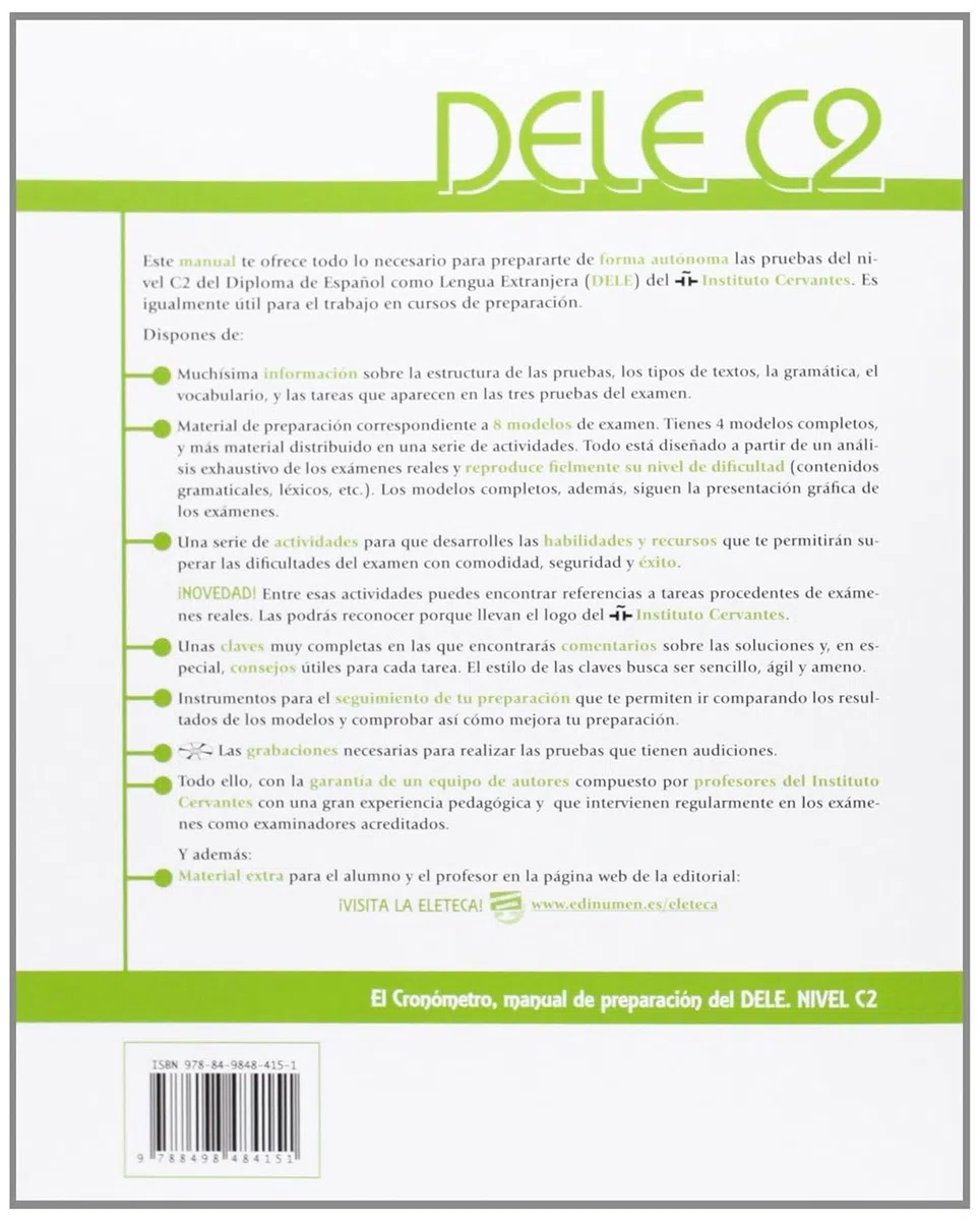 El Cronómetro Manual de Preparación del DELE, Nivel C2: Book