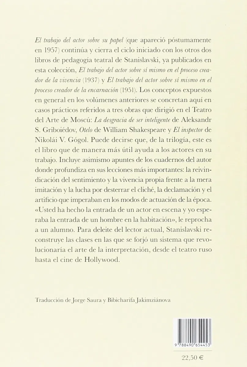 El trabajo del actor sobre su papel (Artes escénicas)